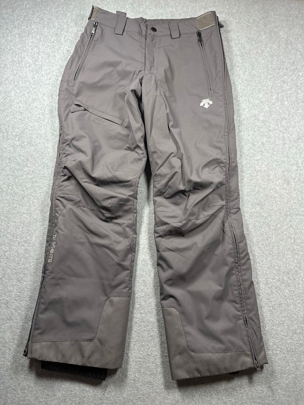 Descente Insulated Ski Snow Pants Men's SZ 32/S Gray Straight Leg Zipper Pockets